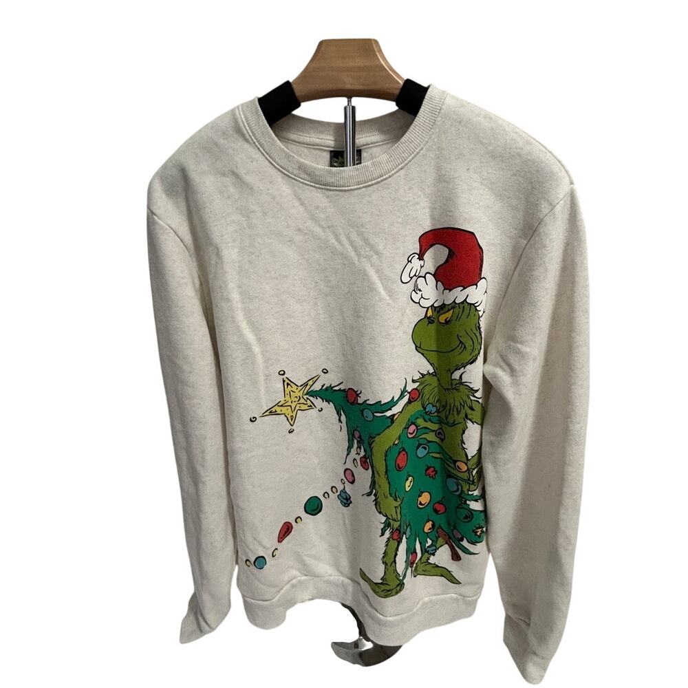 Dr Suess The Grinch Christmas Sweatshirt cream color sz Med NWOT